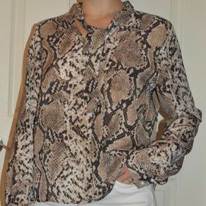 Snake Print, Lightweight, Tie Neck Detail Blouse